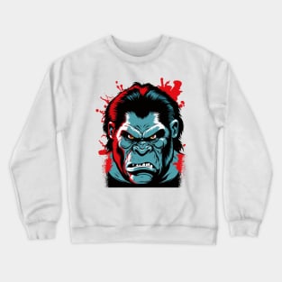 Angry Gorilla Cartoon Comic Book Style Silver Back Mean Crewneck Sweatshirt